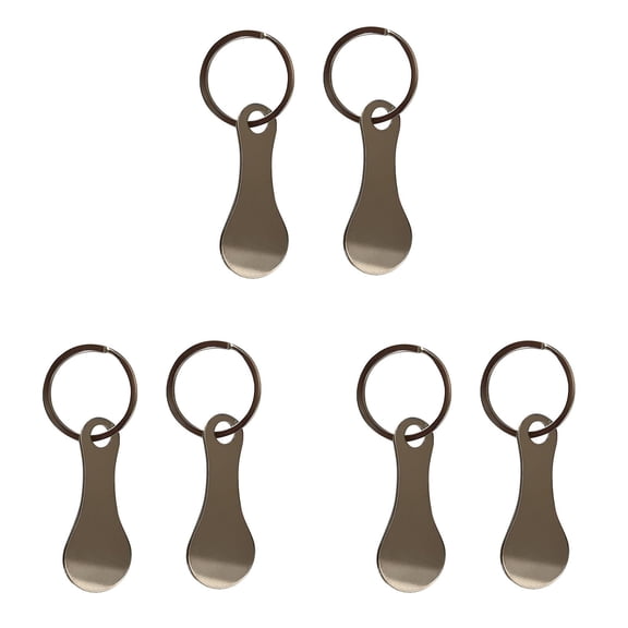 PPKVUFD 6 Pcs Mini Aluminum Alloy Key Ring Shopping Trolley Tokens - Small Aldi Quarter Holder Keychain for Grocery Shopping Cart, Silver