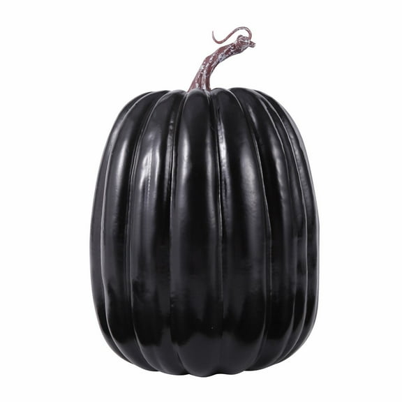 PPKVUFD 8.5 Inch Large Pumpkins for Decorating - 1PCS Big Black Foam Decorative Artificial Pumpkins for Fall Decor, Paintable, Perfect for Halloween, Thanksgiving Table Decor (02-Black)