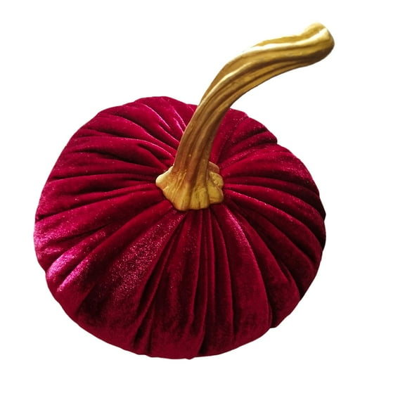 PPKVUFD 8Inch Large Artificial Velvet Fabric Pumpkins, 1Pcs Fake Decorative Red Pumpkins Decoration for Fall Harvest Theme Party Wedding Halloween Thanksgiving Table Decor