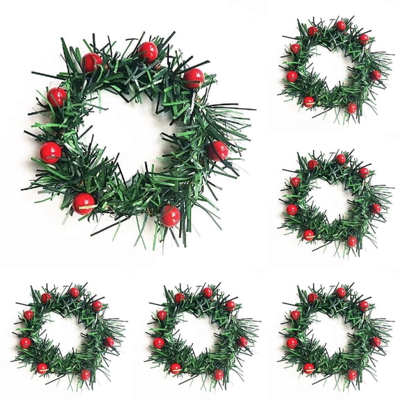 PPKVUFD 8pcs Christmas Candle Rings Red Artificial Berry Candle Rings with Grass Mini Christmas Wreath for Pillar Candle Christmas Holiday Table Decorations Rustic Wedding Table Centerpiece