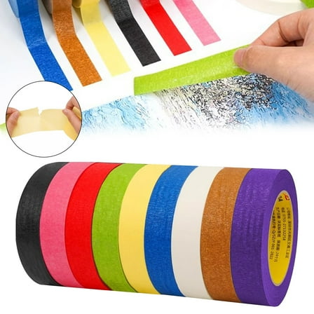 PPKVUFD 9PCS Colored Masking Tape, Colored Painters Tape for Arts & Crafts, Labeling or Coding, DIY Craft Tape, Colored Tape Rolls, Colored Painters Tape, 0.5cm x 20m (0.19In x 22Yards)