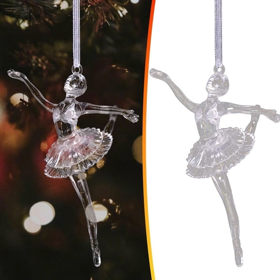 PPKVUFD Acrylic Ballerina Christmas Ornament, 5.51" Clear Ballet Dancer Decor, Elegant Christmas Tree Hanging Ornament for Holiday Decoration & Ballet Enthusiasts, Xmas Gift
