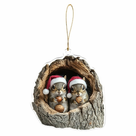 PPKVUFD Animal Christmas Ornaments 2025,Forest Animal Christmas Ornaments,Squirrels Ornaments for Christmas Tree, Christmas Ornament Gift Ideas (Squirrels Not 3D)