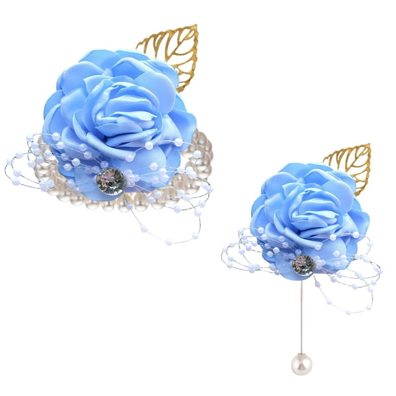 PPKVUFD Beach Blue Wedding Bridal Bouquet Holding Toss Artificial Flower with Seashell Starfish Rhinestone Decoration Beach Wedding Bouquet Vintage for Bride and Bridesmaids