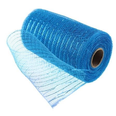 PPKVUFD Blue Metallic Mesh Ribbon, 6 inch x 30 feet(10Yard), Blue with Blue Foil, Use for Wreath Swags and Christmas Tree Decoration