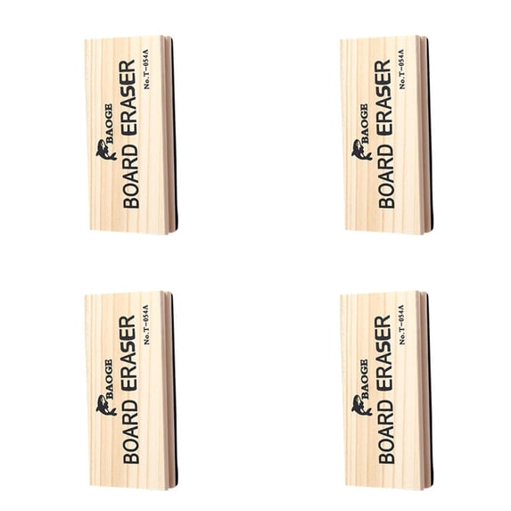 PPKVUFD Chalkboard Eraser - 4 PCS Felt Eraser Board Rubber with Pine Solid-Wood Handle Cleaner Duster for Blackboard Whiteboard Chalk Office Supply DIY Gift