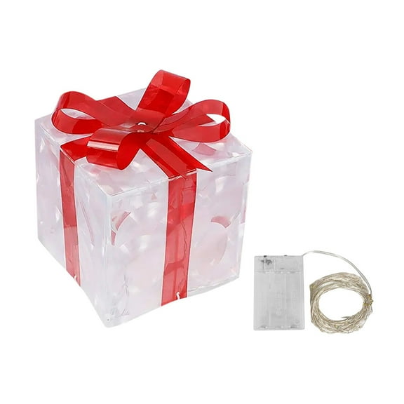 PPKVUFD Christmas Decorations Indoor, 1Pcs Christmas Lighted Gift Boxes 100 LED Light Up Xmas Present Ornament for Tree Indoor Outdoor Yard Holiday Door Decor- Small, Warm White Christmas Lights