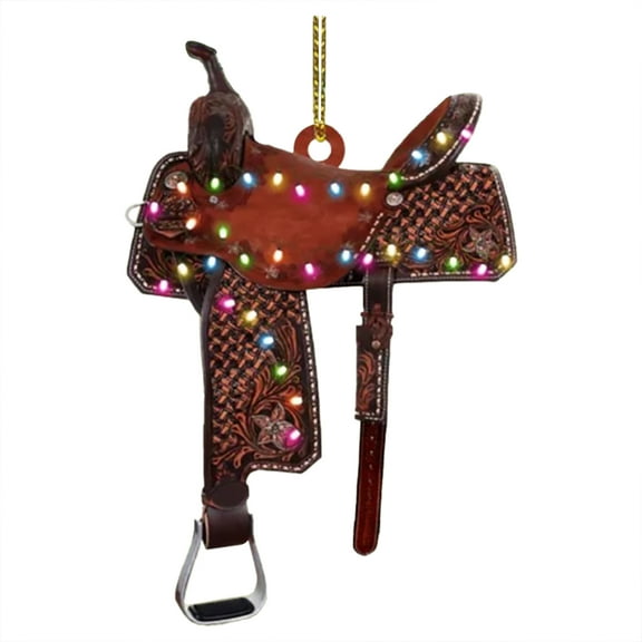 PPKVUFD Christmas Hanging Western Saddle Horse Hanging, Car Hanging Rearview Mirror Decoration Hanging Horse Horseshoe Arcylic Ornaments Charms Horse Lovers Gift Idea