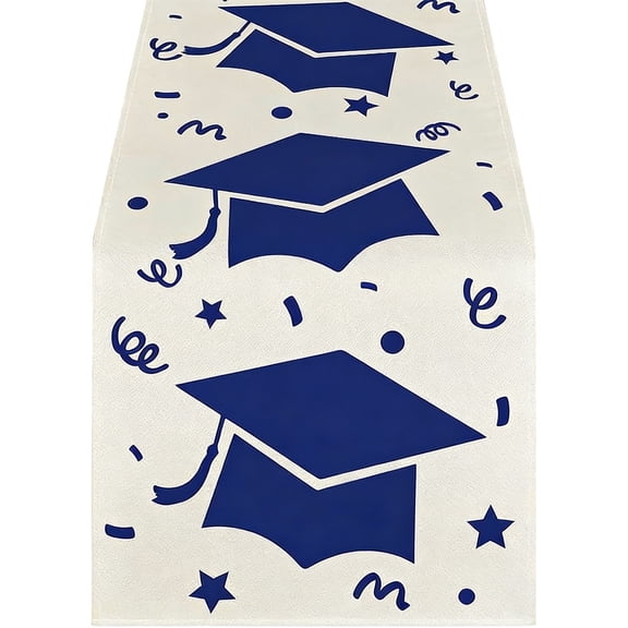 PPKVUFD Congrats Diploma Cap Graduation Table Runner, Congrats Table Runner Diploma Cap, 2026 Fireworks Holiday Kitchen Dining Table Runners for Home Party Decor 13 x 72 Inch