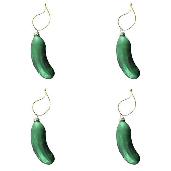 PPKVUFD German Christmas Pickle Ornament Tradition Decor - Green Glass Tree Decoration - Great Gift Stocking Stuffer (4Pcs)