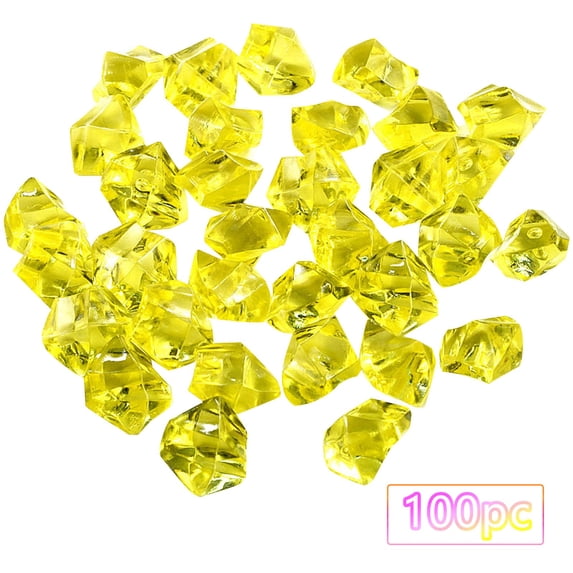 PPKVUFD Gold Acrylic Ice Rock Crystals Treasure Gems for Table Scatters, Vase Fillers, Wedding, Banquet, Party, Event, Birthday Decoration (Gold, 100)