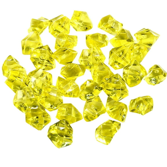 PPKVUFD Gold Fake Ice Rocks, 50PCS Acrylic Fake Ice Cubes Gems Crystals Plastic Diamonds Centerpiece for Vase Fillers Wedding Party Table Scatter Christmas Decorations