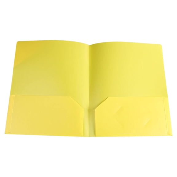 PPKVUFD Heavy Duty Plastic Folders with 2 Pockets (1 Pack), Folders with Pockets, 2 Pocket Folders Fit Letter Size Paper, Business Card Slot, File Folder for Office and Home (Style7-Yellow)