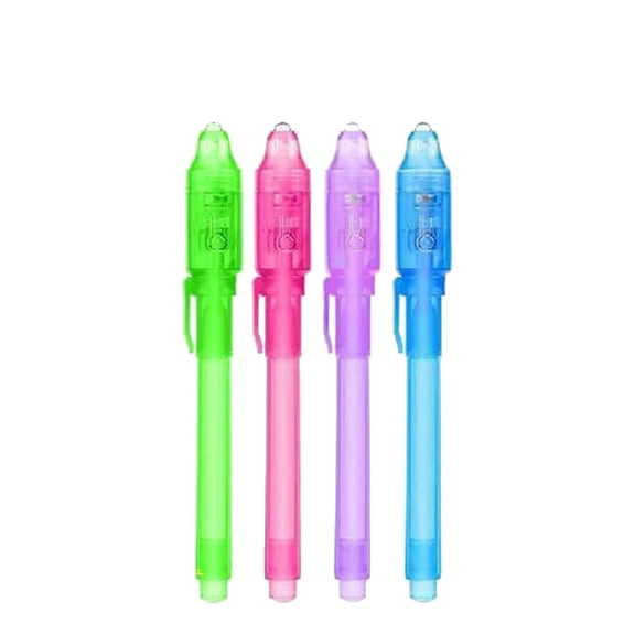 PPKVUFD Invisible Ink Pen 4Pcs with UV Light Magic Marker for Secret Messages, Writing Information for Birthdays, Easter, Halloween, and Other Occasions