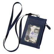 PPKVUFD Lanyards for id ID Badges, Lanyard with 1 ID Holder and 4 Credit Card Slots, Vertical PU Leather Badge Holder with a Detachable Neck Strap
