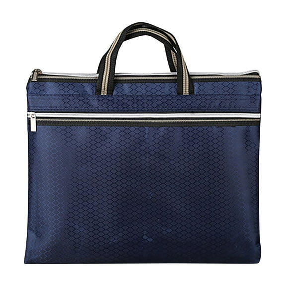 PPKVUFD Large Zipper Pouch with Handle 12x15 in Pocket Waterproof File Bag, A4 Foldable Document Storage Bag for Office Carrying Paper Files Books Filing Folder Travel 1 Pack (Blue)