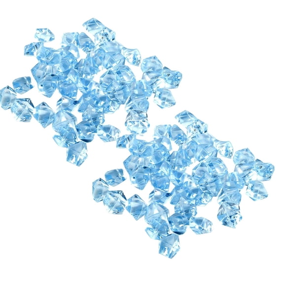 PPKVUFD Light Blue Fake Ice Rocks, 100PCS Acrylic Fake Ice Cubes Gems Crystals Plastic Diamonds Centerpiece for Vase Fillers Wedding Party Table Scatter Christmas Decorations
