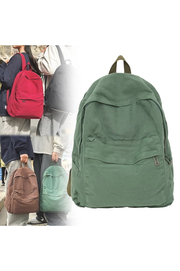 Light Green Canvas Backpack for Women & Men Retro Aesthetic Rucksack Basic Backpack for College Travel Laptop Bag