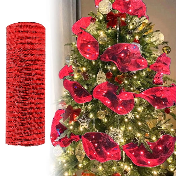 PPKVUFD Mesh Ribbon for Wreaths 10 Inch x 10 Yard Wreath Mesh Rolls with Shiny Metallic Foil for Easter Christmas Party Wedding Home Decor DIY Craft Projects and Gift Wrapping