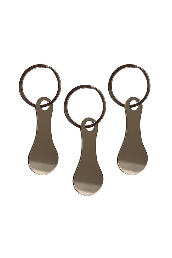 Mini Aluminum Alloy Key Ring Shopping Trolley Tokens - Small Aldi Quarter Holder Keychain for Grocery Shopping Cart, 3 Pcs Silver