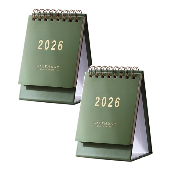 PPKVUFD Mini Desk Calendar 2025-2026, Standing Small Desk Calendar- Use July 2025 to Dec 2026 18 Monthly Desktop Calendar- Thick Paper Twin-Wire Binding for Home or Office (2Pcs)