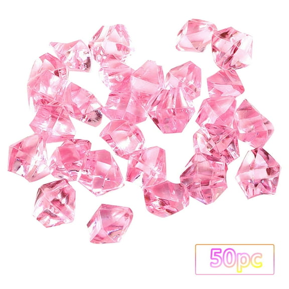 PPKVUFD Pink Acrylic Ice Rock Crystals Treasure Gems for Table Scatters, Vase Fillers, Wedding, Banquet, Party, Event, Birthday Decoration (Pink, 50)