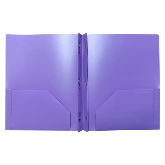 PPKVUFD Plastic Folders with Pockets and Prongs Purple - Two Pocket Folder with Brads - 3 Prong Folders with Pockets for Letter Size Sheets, 2 Pocket Folders with 3 Metal Prongs Fastener Clips,Purple