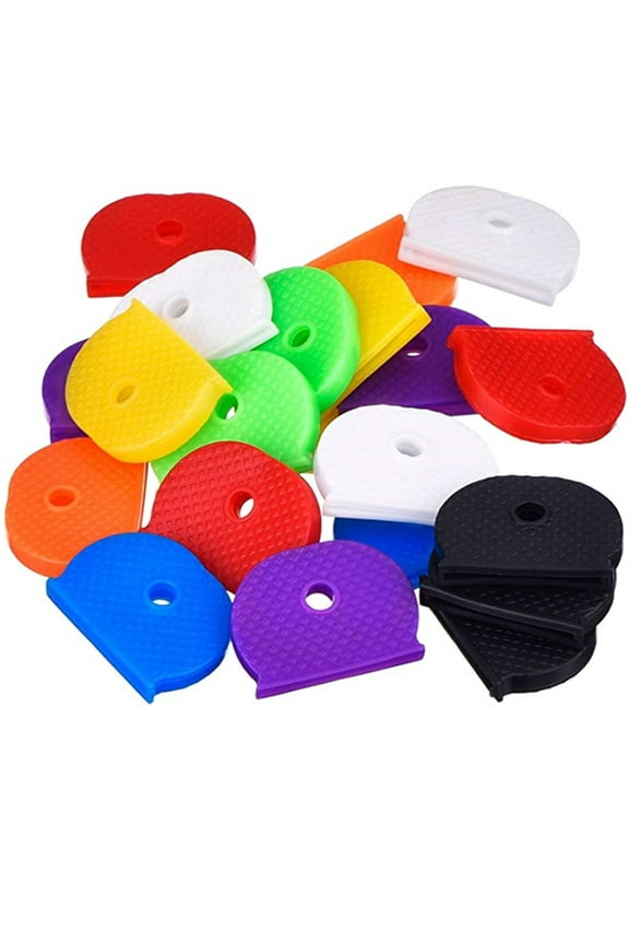 Plastic Key Cover 32 Pcs Easy Elastic Colored Covers Car Caps for, Office Key Door Rings - Caps, Keys Identifier Home Easy Colors Identifying Universal Car Key Chain(8Colors)
