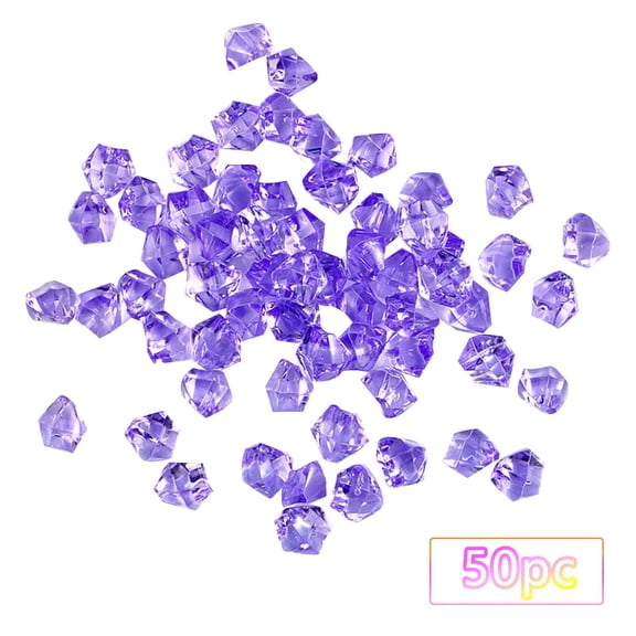 PPKVUFD Purple Acrylic Ice Rock Crystals Treasure Gems for Table Scatters, Vase Fillers, Wedding, Banquet, Party, Event, Birthday Decoration (Purple, 50)