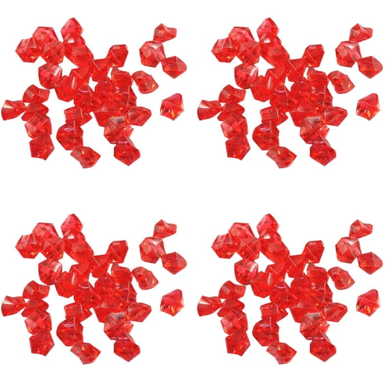 PPKVUFD Red Acrylic Ice Rock Crystals Treasure Gems for Table Scatters, Vase Fillers, Wedding, Banquet, Party, Event, Birthday Decoration (Red, 200)