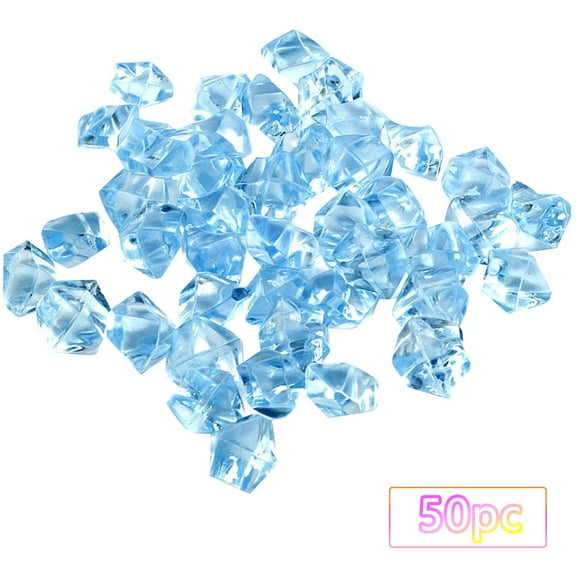 PPKVUFD Sky Blue Acrylic Ice Rock Crystals Treasure Gems for Table Scatters, Vase Fillers, Wedding, Banquet, Party, Event, Birthday Decoration (Sky Blue, 50)