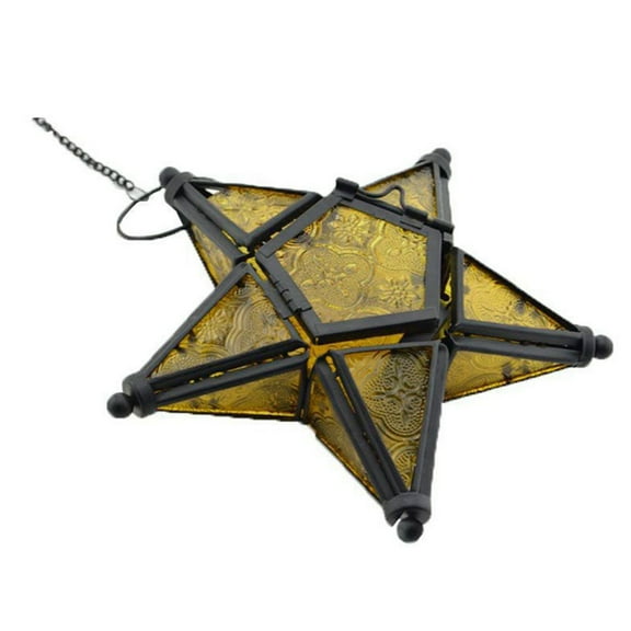 PPKVUFD Star Lantern Hanging Glass Star Decoravtive Lantern Candle Holder for Home Patio Garden Decoration