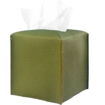 PPKVUFD Tissue Box Cover 5X5X5'' PU Leather Tissue Holder Square Tissue Cube Box Organizer for Bathroom Vanity Countertop, Car, Night Stands, Office, Home, Kitchen (1Pack, Green)