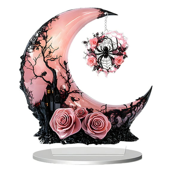 PPKVUFD Witch Decor, Halloween Decorations, Dark Witch 2D Acrylic Desk Decor, Gothic Tabletop Centerpiece, 360° Display, Suitable for Living Room, Spooky Party Decoration, Unique Presents