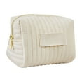 thumbnail image 1 of PPLomey High-Quality Velvet Cosmetic Bag with Embroidered Stripes - Portable Storage for Makeup Essentials - Stylish Design - Colors: Black, Blue, Pink, Beige, Red, Purple, Green, 1 of 6