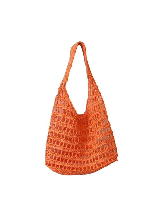 PPLomey Women’s Straw Crochet Backpack Flap Drawstring Bag - Casual Beach Daypack Clutch Purse for Summer Travel - Multicolor Options: Pink, Blue, Orange, Coffee, Beige