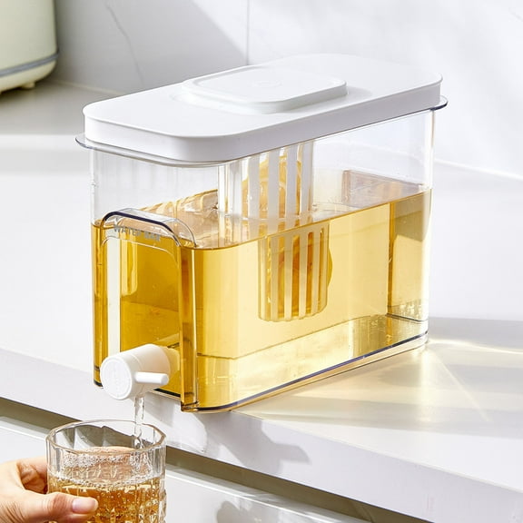 PPLoney 2.2L Glass Water Dispenser with Tap - BPA-Free Cold Brew Iced Tea Pitcher, Leakproof Spigot, Built-in Filter, Heat-Resistant for Refrigerator, Home & Office, Clear