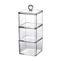 PPLoney 3 Tier Clear Acrylic Makeup Removal Pads Organizer - Stackable Storage Box for Hair Accessories, Jewelry, and Cosmetic Essentials (Clear)
