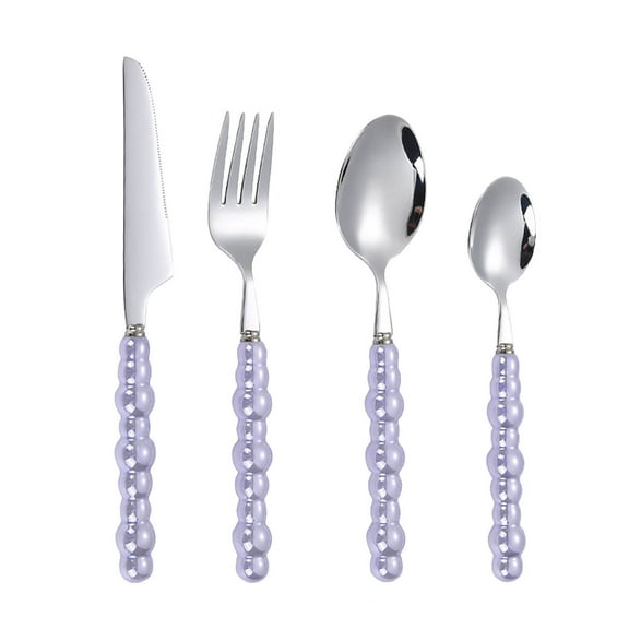 PPLoney 4-Piece Stainless Steel Flatware Set - Modern Handle Design Cutlery for Parties, Weddings, and Dinners - Durable, Stylish, and Eco-Friendly Dinnerware