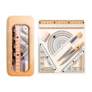 PPLoney 8-Piece Geometry Math Set with Shatterproof Storage Box - Ruler, Protractor, Triangles, Compasses, Eraser, 0.7mm Lead - Ideal for School, Office, and Home Use
