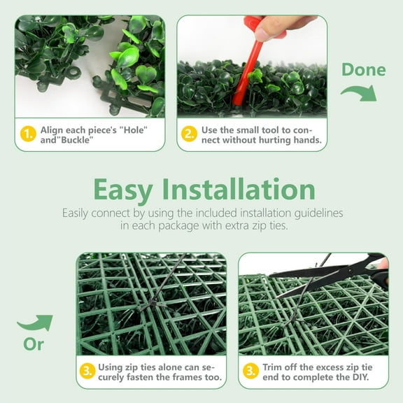 PPLoney Artificial Hedge Boxwood Panels - Durable UV Stable Grass Wall for Indoor/Outdoor Decor - Perfect for Garden Fences and Privacy Screens