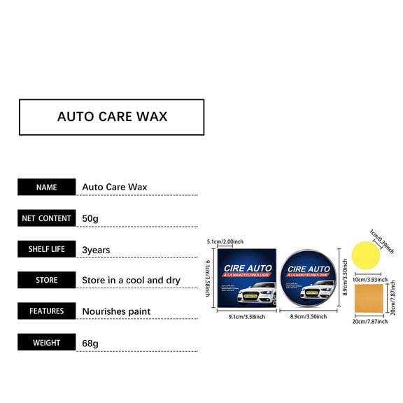 PPLoney Car Care Wax Set for Scratch Repair, Easy Application with Sponge and Towel, Long-Lasting Shine and Protection for All Paints