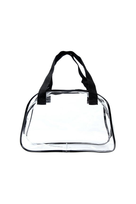 Clear Beach Tote Bag - Lightweight, Foldable Plastic Travel Bag for Family Holidays and Outdoor Activities - Versatile Zip Pouch for Beach, Shopping, and Swimming (Black)