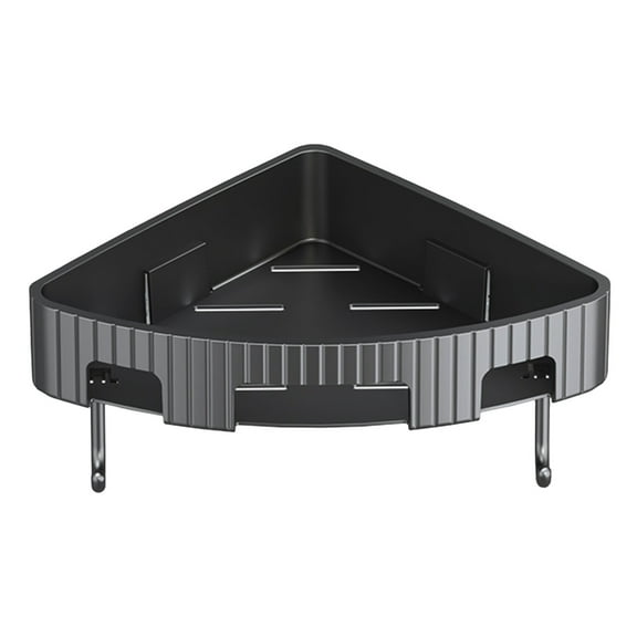 PPLoney Corner Bathroom Counter Organizer 1-Tier, Space-Saving Plastic Vanity Shelf for Cosmetics & Toiletries, Ideal for Small Bathrooms, Black, 8.86 x 1.97 in