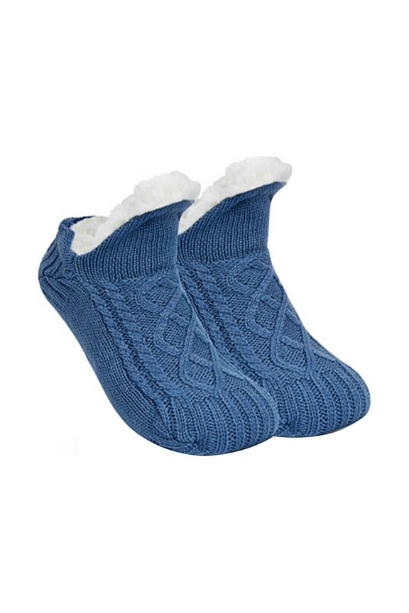 Cozy Women's Fleece-Lined Slipper Socks with Grippers - Super Soft Winter Thermal Footwear in Various Sizes