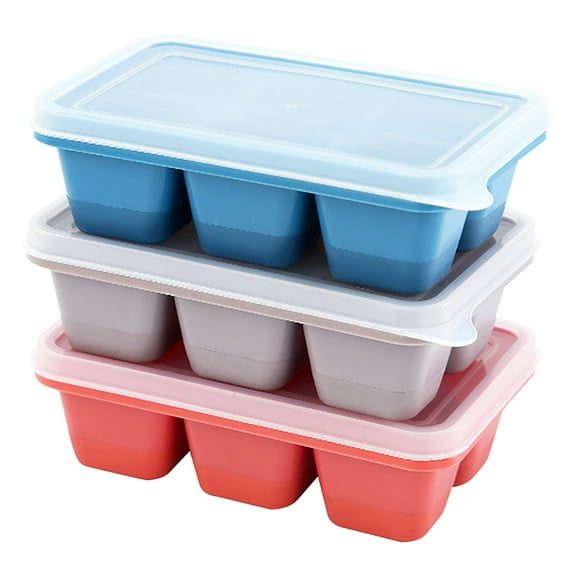 PPLoney DIY Ice Cube Tray Set - 6-Cavity Mold with Lid - Flexible Non-Stick Design for Easy Release - PE+PP Material - Freezer Safe - Ideal for Making Ice, Candy, or Other Treats