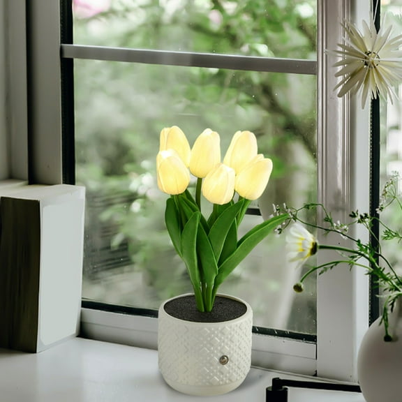 PPLoney Desk Lamp with Artificial Flower Design - LED Night Light for Home Decor, Stylish Ambient Lighting for Bedrooms and Living Rooms, Table Lamp with USB Cable