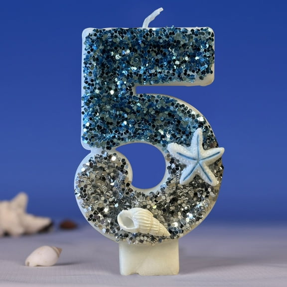 PPLoney Digital Birthday Candle for Cake Decoration - Elegant Sparkling Wax Candle for Themed Parties, Anniversaries, Weddings, and Celebrations - Perfect for Cupcakes and Cakes, 2.75 in (Blue)