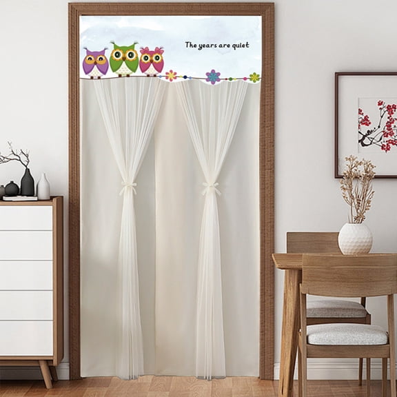 PPLoney Double Layer Lace Door Curtain for Home Decoration - Easy No-Drill Installation, Light Filtering, Elegant Design for Doorways and Room Dividers, 100*210CM (white)
