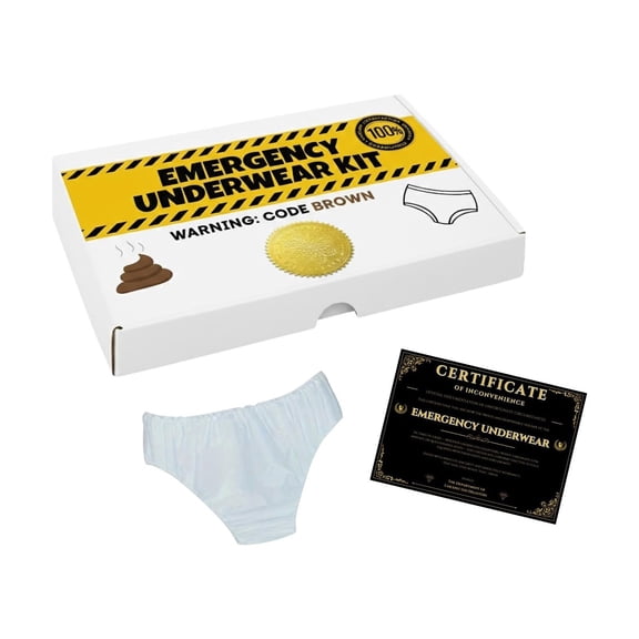 PPLoney Emergency Underwear Set - Funny Prank Gift with Inconvenience Certificate for Adults